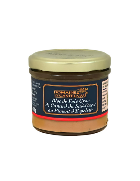 Bloc de foie gras de canard du Sud-Ouest au piment d'Espelette - Bocal 80g