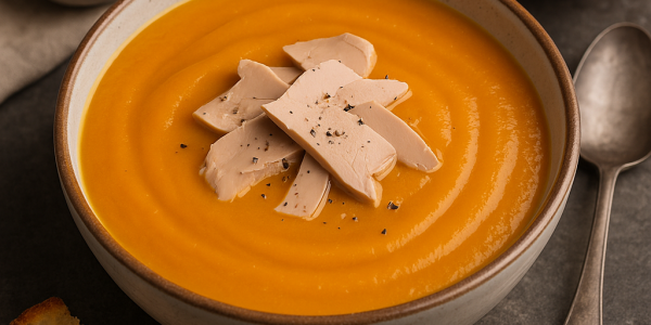 Velouté de potimarron aux copeaux de foie gras